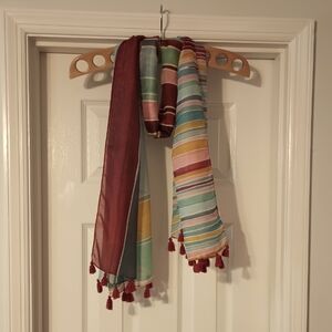 Loft Colorful Striped Scarf with Tassels